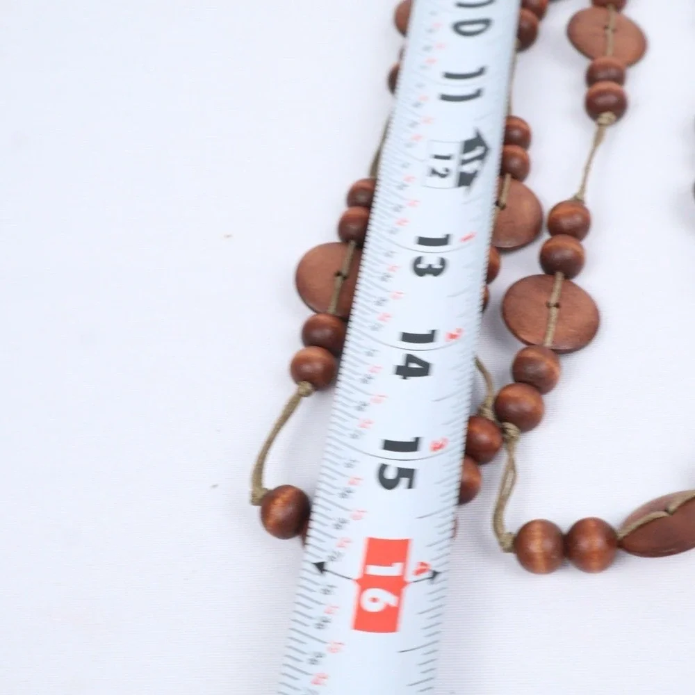 VTG Boho Ethnic Tribal Long Wood‎ Beaded Necklaces (6) Earth Tones